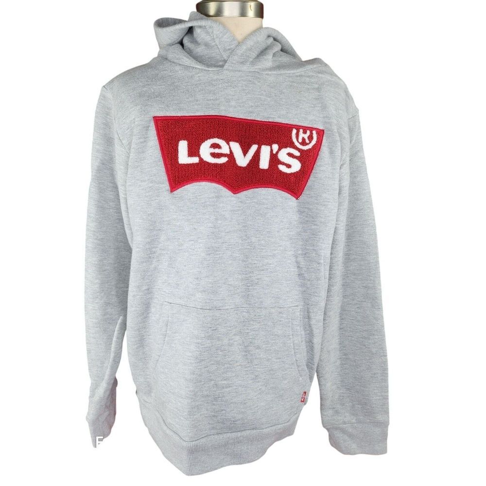 Levis Gray Hooded‎ Sweatshirt Mens Large Cotton/Polyester Blend Warm Casual Wear